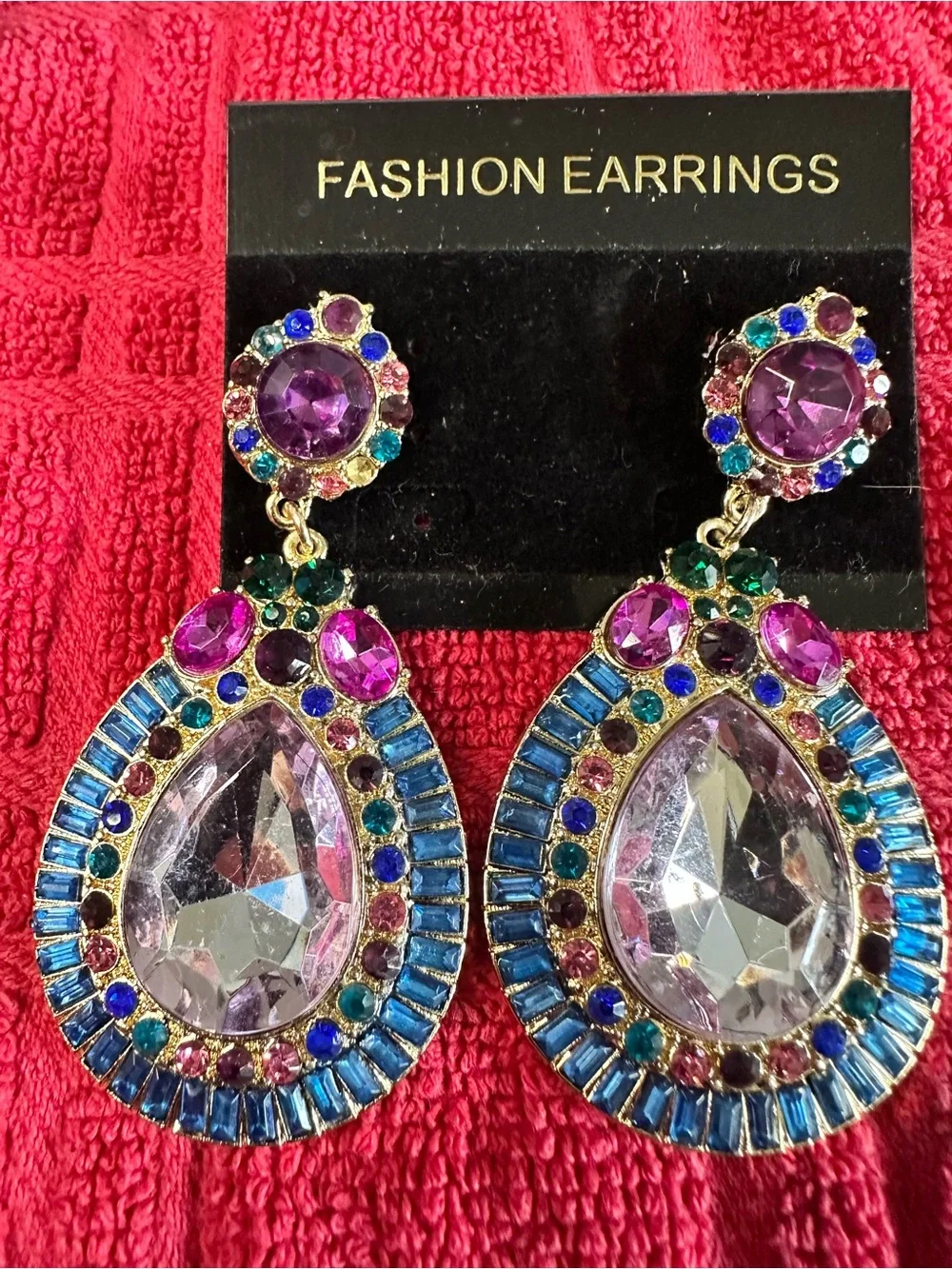 Source Unknown Multicolor Teardrop Statement Earrings